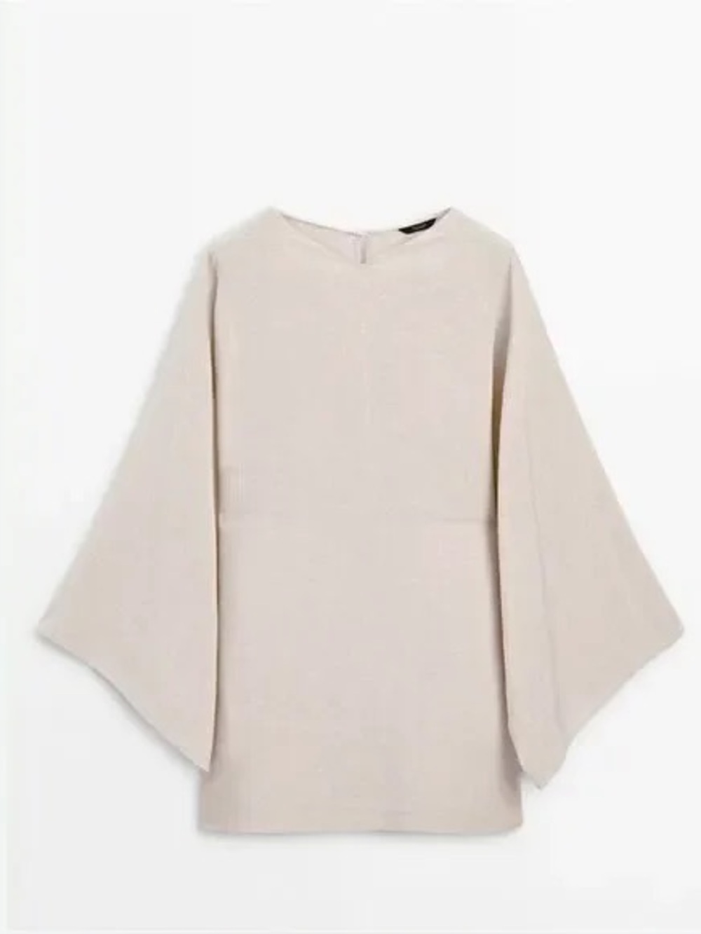 Massimo Dutti Cream Bell-Sleeve Mini Dress